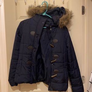 Navy Jacket with fur hood